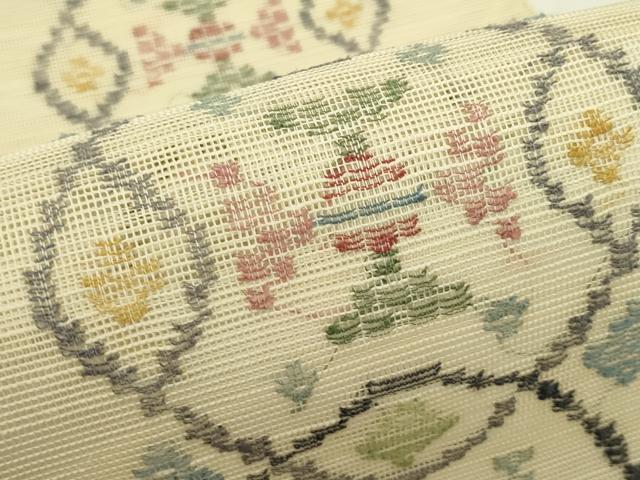 平和屋着物＊夏物　1854年創業　帯屋捨松　八寸名古屋帯　菱吉祥文　正絹　逸品　CABI5521rv