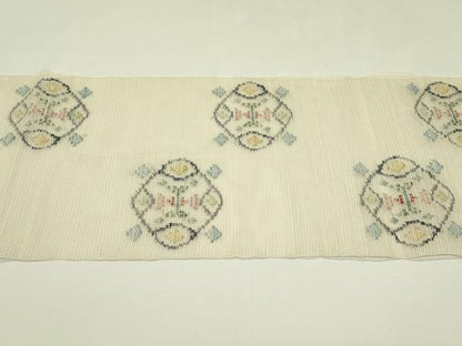 平和屋着物＊夏物　1854年創業　帯屋捨松　八寸名古屋帯　菱吉祥文　正絹　逸品　CABI5521rv