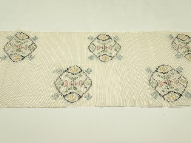 平和屋着物＊夏物　1854年創業　帯屋捨松　八寸名古屋帯　菱吉祥文　正絹　逸品　CABI5521rv
