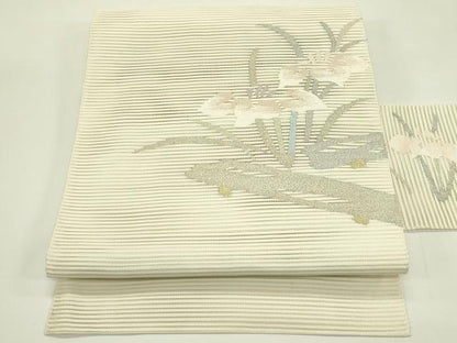 平和屋着物＊夏物　八寸名古屋帯　絽綴れ　杜若　金銀糸　正絹　逸品　CABI5523rv