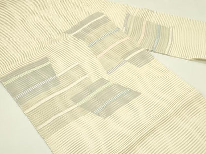 平和屋着物＊夏物　八寸名古屋帯　絽綴れ　色紙重ね文　金糸　正絹　逸品　CABI5524rv