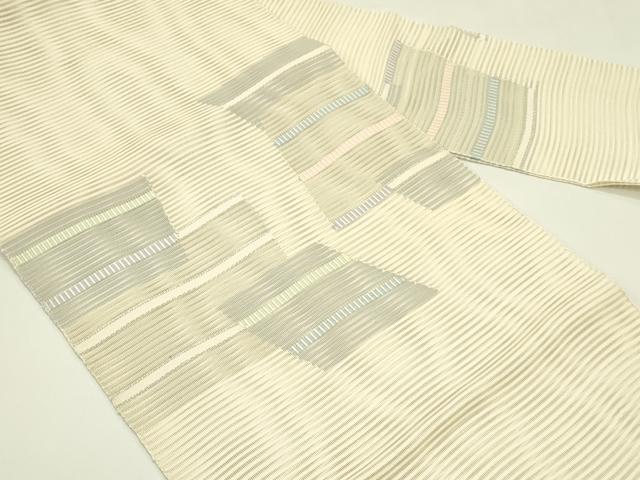 平和屋着物＊夏物　八寸名古屋帯　絽綴れ　色紙重ね文　金糸　正絹　逸品　CABI5524rv