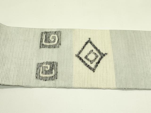 平和屋着物＊夏物　八寸名古屋帯　菱渦巻文　銀糸　正絹　逸品　CABI5526rv