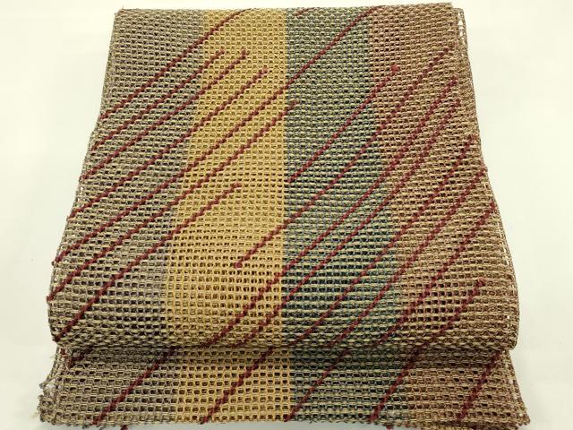 平和屋着物＊夏物　八寸名古屋帯　羅　斜線文　正絹　逸品　CABI5527rv