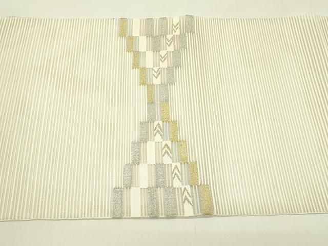平和屋着物＊夏物　八寸名古屋帯　絽綴れ　幾何学文様　金銀糸　正絹　逸品　CABI5528rv