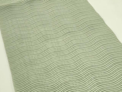 平和屋着物＊夏物　八寸名古屋帯　絽綴れ　よろけ縞　青白橡色　正絹　逸品　CABI5529rv