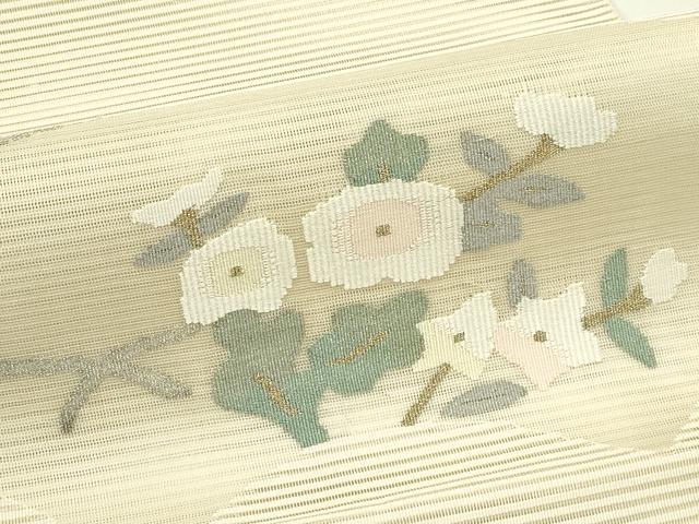 平和屋着物＊夏物　八寸名古屋帯　絽綴れ　地紙重ね花文　金銀糸　正絹　逸品　未使用　CABI5531rv