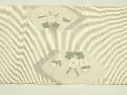 平和屋着物＊夏物　八寸名古屋帯　絽綴れ　地紙重ね花文　金銀糸　正絹　逸品　未使用　CABI5531rv