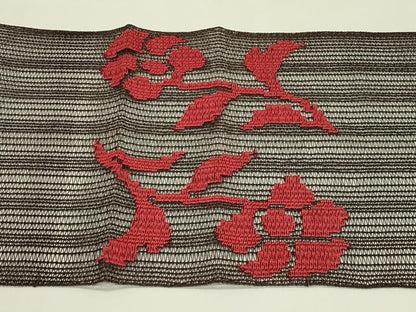 平和屋着物＊夏物　八寸名古屋帯　羅　草花文　正絹　逸品　CABI5532rv
