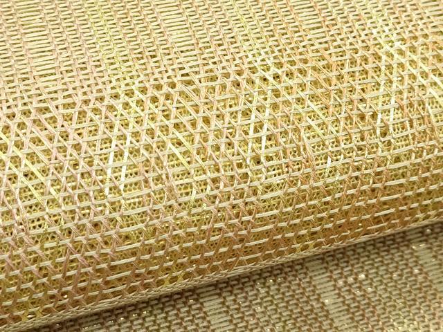 平和屋着物＊夏物　ひなや工房　くむ・あむ・おる　伊豆蔵明彦　組織　太鼓柄袋帯　金糸　証紙付き　正絹　逸品　未使用　CABI5539rv