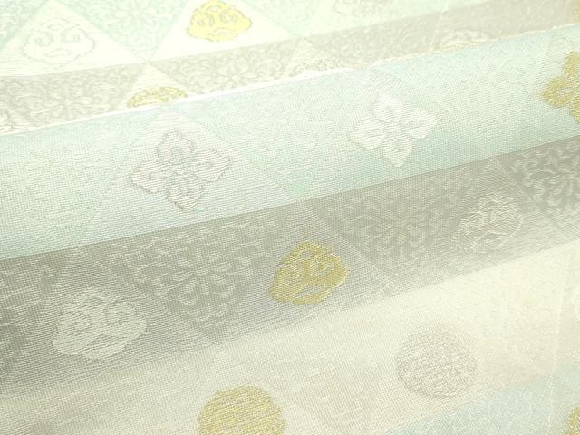 平和屋着物＊夏物 名物裂一筋 西陣・あらいそ謹製 九寸開き名古屋帯 紗 宝入鱗文様 金銀糸 証紙・共箱付き 正絹 逸品 未使用 CABI5546rv