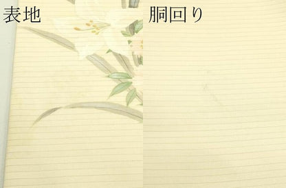 平和屋着物＊夏物　絽塩瀬　九寸名古屋帯　手描き　草花文　正絹　逸品　CABI5549rv