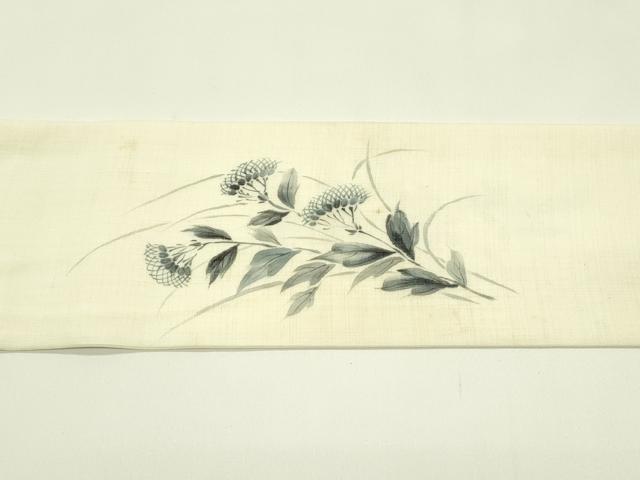 平和屋着物＊夏物　九寸名古屋帯　手描き　籠目秋草文　CABI5550rv