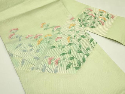 平和屋着物＊夏物　九寸名古屋帯　女郎花　金糸　正絹　逸品　CABI5551rv
