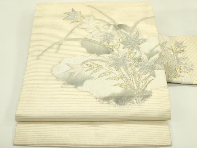 平和屋着物＊夏物　九寸名古屋帯　雲取り草花文　金銀糸　正絹　逸品　CABI5553rv