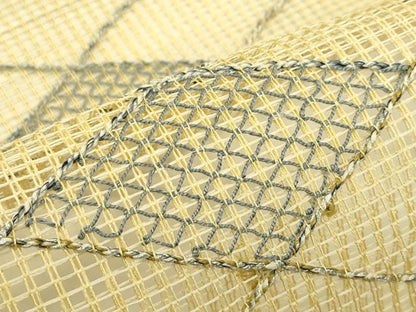 平和屋着物＊夏物　八寸名古屋帯　羅　菱文様　銀糸　正絹　逸品　CABI5556rv