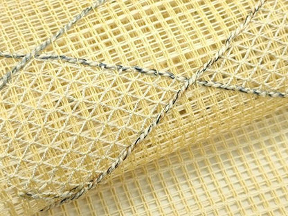 平和屋着物＊夏物　八寸名古屋帯　羅　菱文様　銀糸　正絹　逸品　CABI5556rv
