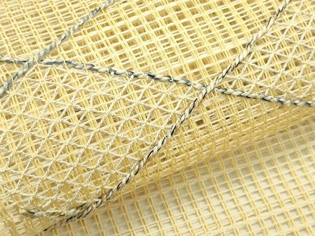 平和屋着物＊夏物　八寸名古屋帯　羅　菱文様　銀糸　正絹　逸品　CABI5556rv