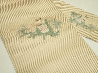 平和屋着物＊夏物　八寸名古屋帯　絽綴れ　地紙花蝶文　正絹　逸品　CABI5559rv