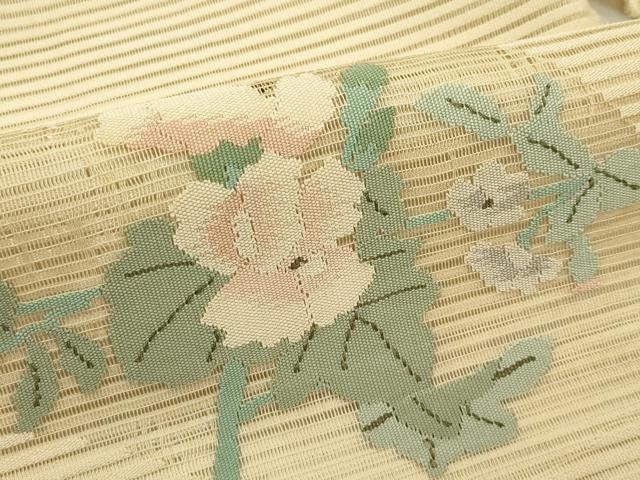 平和屋着物＊夏物　八寸名古屋帯　絽綴れ　地紙花蝶文　正絹　逸品　CABI5559rv