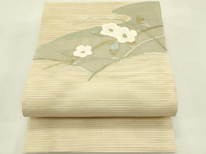 平和屋着物＊夏物　八寸名古屋帯　絽綴れ　草花文　金銀糸　正絹　逸品　未使用　CABI5560rv