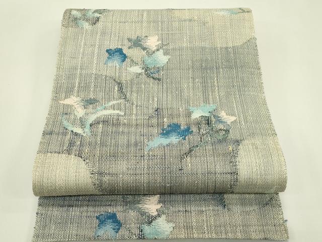 平和屋着物＊夏物　八寸名古屋帯　草花文　正絹　逸品　CABI5562rv