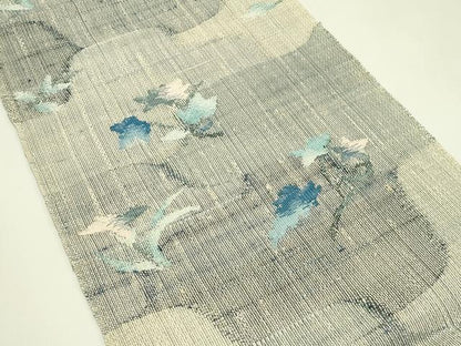 平和屋着物＊夏物　八寸名古屋帯　草花文　正絹　逸品　CABI5562rv