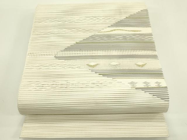 平和屋着物＊夏物　八寸名古屋帯　絽綴れ　横段文　金銀糸　正絹　逸品　CABI5565rv