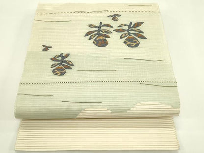 平和屋着物＊夏物　八寸名古屋帯　絽綴れ　草花文　正絹　逸品　CABI5572rv