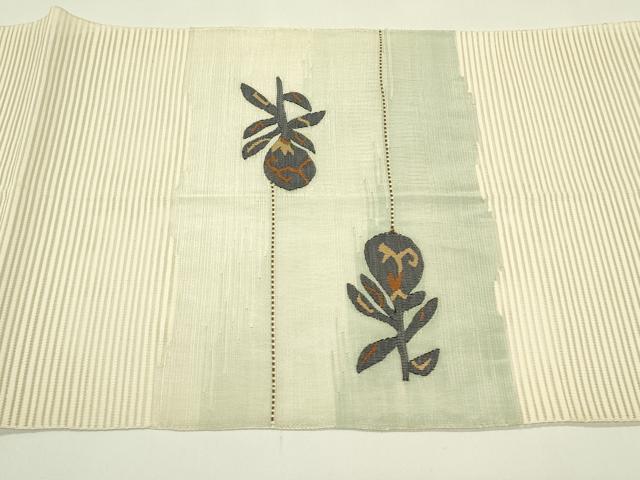 平和屋着物＊夏物　八寸名古屋帯　絽綴れ　草花文　正絹　逸品　CABI5572rv