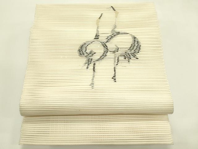 平和屋着物＊夏物　八寸名古屋帯　絽綴れ　鶴　金糸　正絹　逸品　CABI5573rv