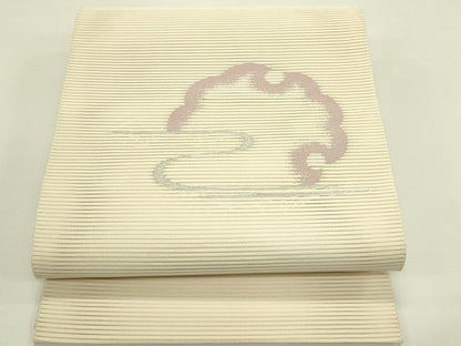 平和屋着物＊夏物　八寸名古屋帯　絽綴れ　雪輪霞文　銀糸　正絹　逸品　CABI5574rv