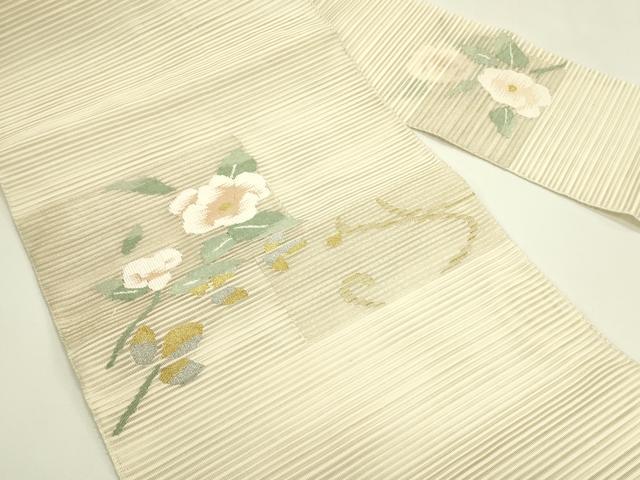 平和屋着物＊夏物　八寸名古屋帯　絽綴れ　流水草花文　金銀糸　正絹　逸品　CABI5577rv
