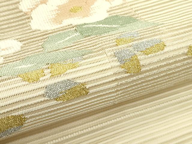 平和屋着物＊夏物　八寸名古屋帯　絽綴れ　流水草花文　金銀糸　正絹　逸品　CABI5577rv