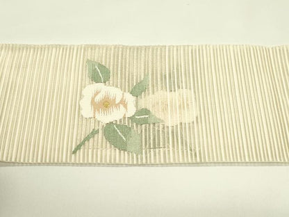 平和屋着物＊夏物　八寸名古屋帯　絽綴れ　流水草花文　金銀糸　正絹　逸品　CABI5577rv