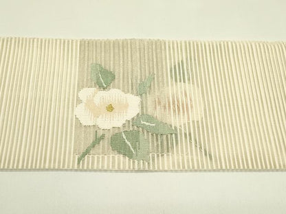 平和屋着物＊夏物　八寸名古屋帯　絽綴れ　流水草花文　金銀糸　正絹　逸品　CABI5577rv