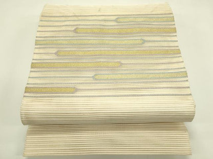 平和屋着物＊夏物　八寸名古屋帯　絽綴れ　横段文　金銀糸　正絹　逸品　CABI5579rv