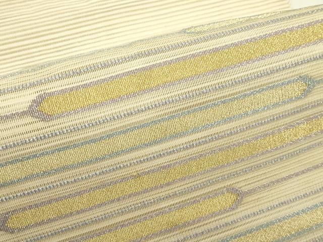 平和屋着物＊夏物　八寸名古屋帯　絽綴れ　横段文　金銀糸　正絹　逸品　CABI5579rv