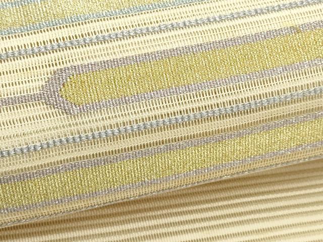 平和屋着物＊夏物　八寸名古屋帯　絽綴れ　横段文　金銀糸　正絹　逸品　CABI5579rv