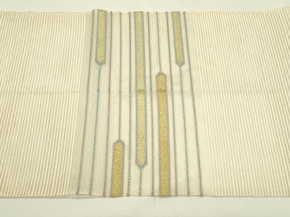 平和屋着物＊夏物　八寸名古屋帯　絽綴れ　横段文　金銀糸　正絹　逸品　CABI5579rv