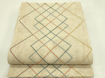 平和屋着物＊夏物　八寸名古屋帯　羅　菱文様　正絹　逸品　CABI5580rv