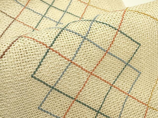 平和屋着物＊夏物　八寸名古屋帯　羅　菱文様　正絹　逸品　CABI5580rv