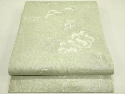 平和屋着物＊夏物　六通柄袋帯　草花文　銀糸　正絹　逸品　CABI5583rv