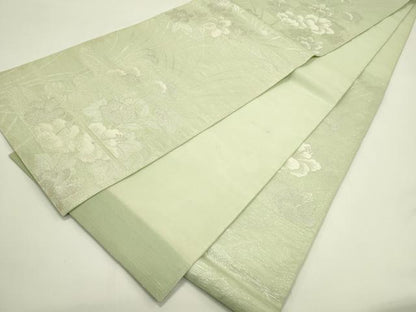 平和屋着物＊夏物　六通柄袋帯　草花文　銀糸　正絹　逸品　CABI5583rv