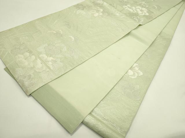 平和屋着物＊夏物　六通柄袋帯　草花文　銀糸　正絹　逸品　CABI5583rv