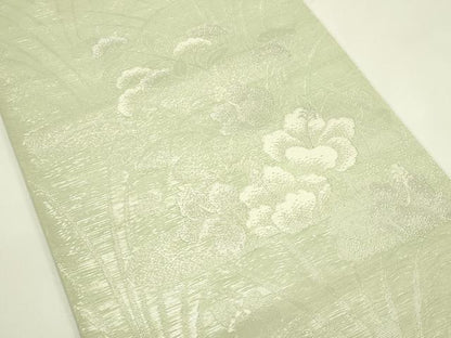 平和屋着物＊夏物　六通柄袋帯　草花文　銀糸　正絹　逸品　CABI5583rv