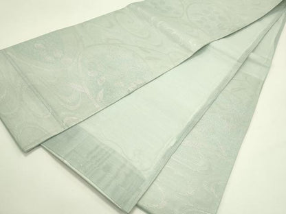 平和屋着物＊夏物　六通柄袋帯　流水萩文　銀糸　正絹　逸品　CABI5584rv