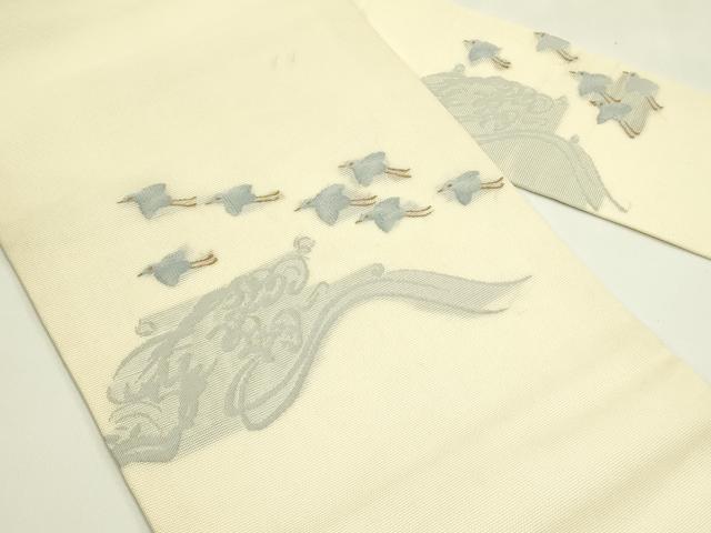 平和屋着物＊夏物　九寸名古屋帯　千鳥　立波文　金糸　正絹　逸品　CABI5586rv