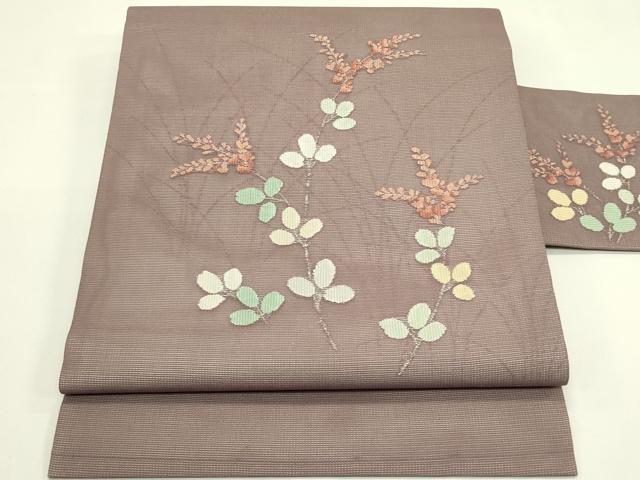 平和屋着物＊夏物　九寸名古屋帯　萩　銀糸　正絹　逸品　CABI5589rv