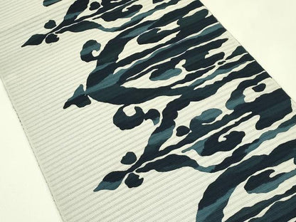 平和屋着物＊夏物　八寸名古屋帯　和楽染　そめおび　抽象文　綿　逸品　未使用　CABI5598rv